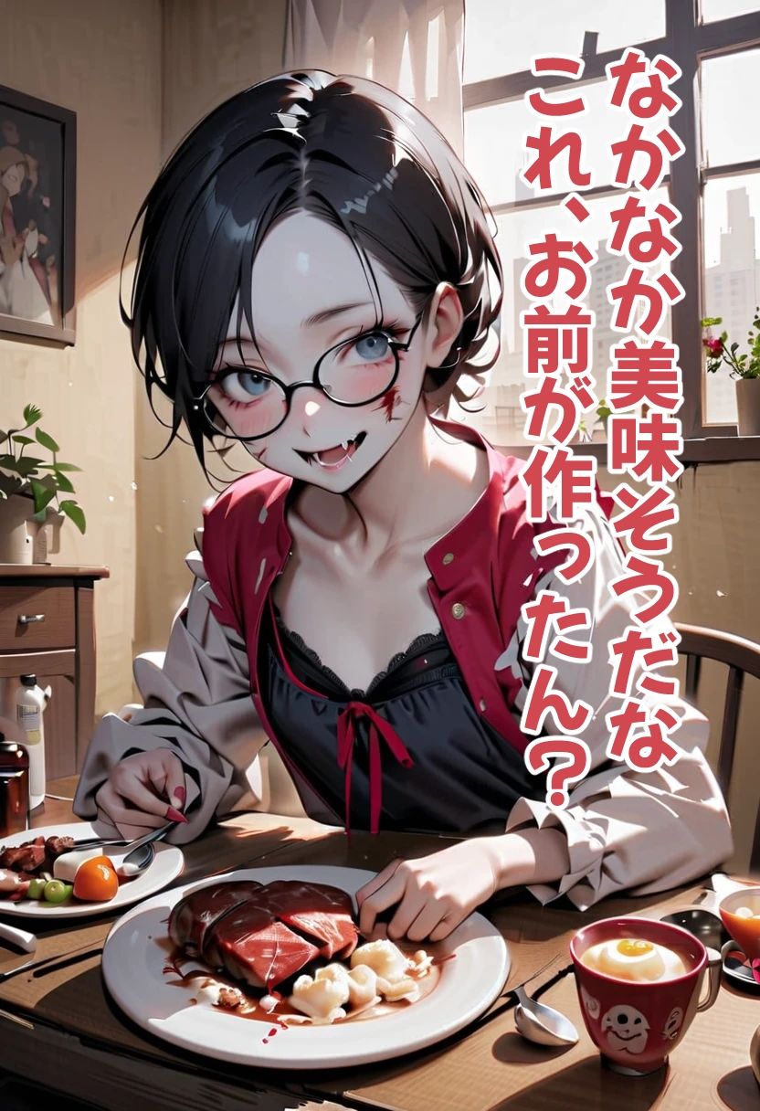 サンプル画像2:ゾンビオデコメガネちゃんと闇テーマパークでデート  おウチデート編(コーンパン) [d_526771]