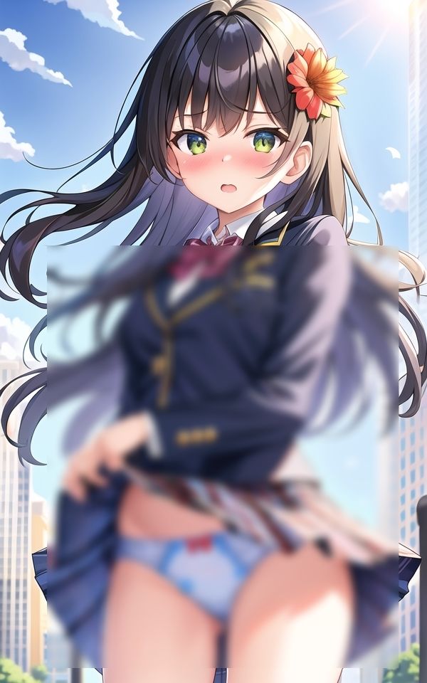 サンプル画像2:恥じらいの風チラ美少女(AI美女工房) [d_527354]