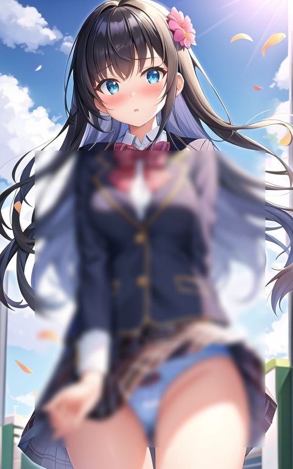 サンプル画像4:恥じらいの風チラ美少女(AI美女工房) [d_527354]