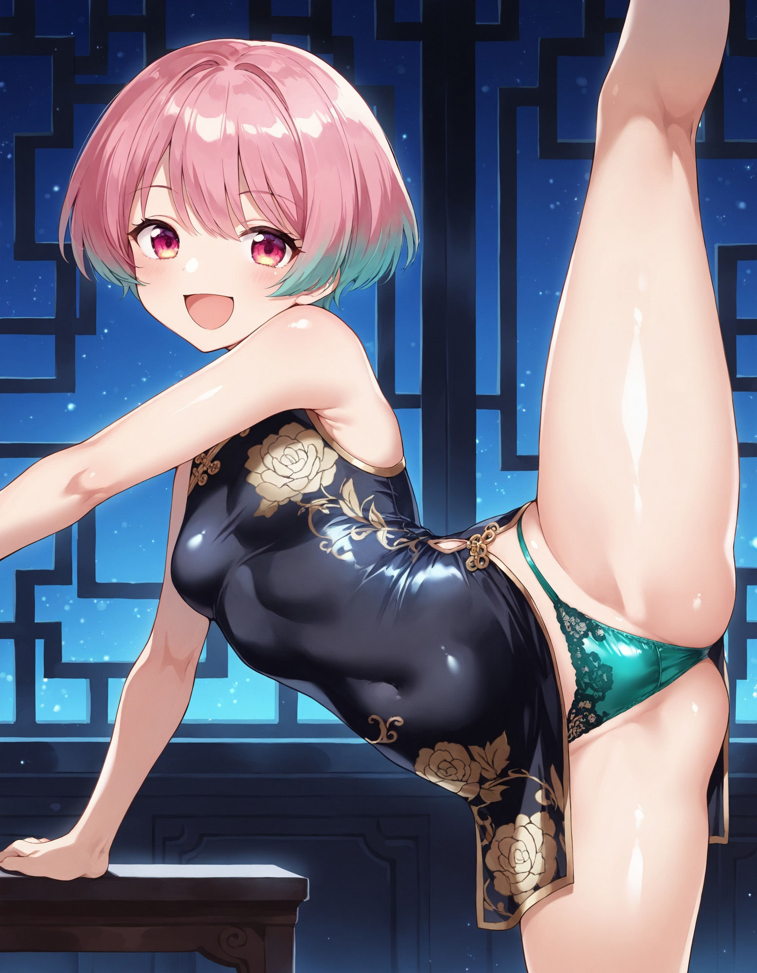 サンプル画像2:チャイナドレスで片足上げパンチラ(D.P.H.) [d_527668]