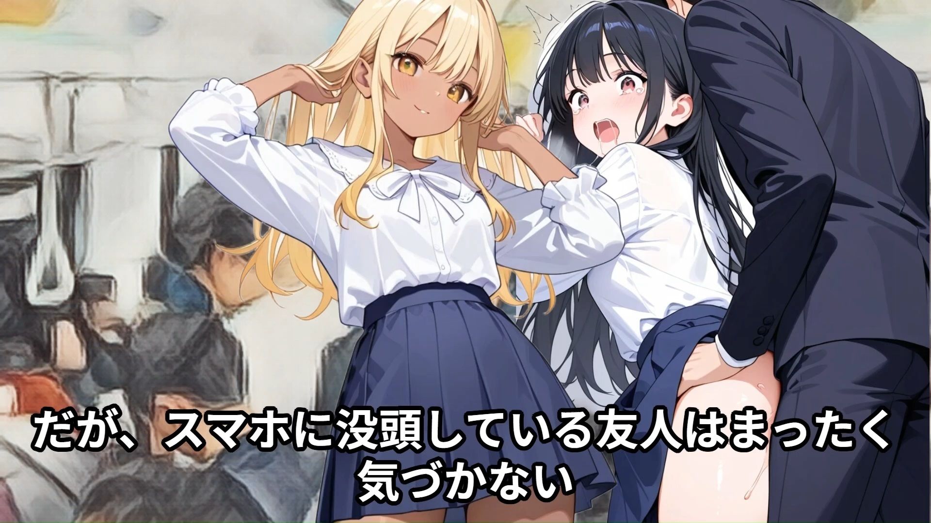 【少女痴●体験告白】親友のギャルと会話している清楚なお嬢様女子校生を人身事故で停車中の満員電車で凌●しまくった話