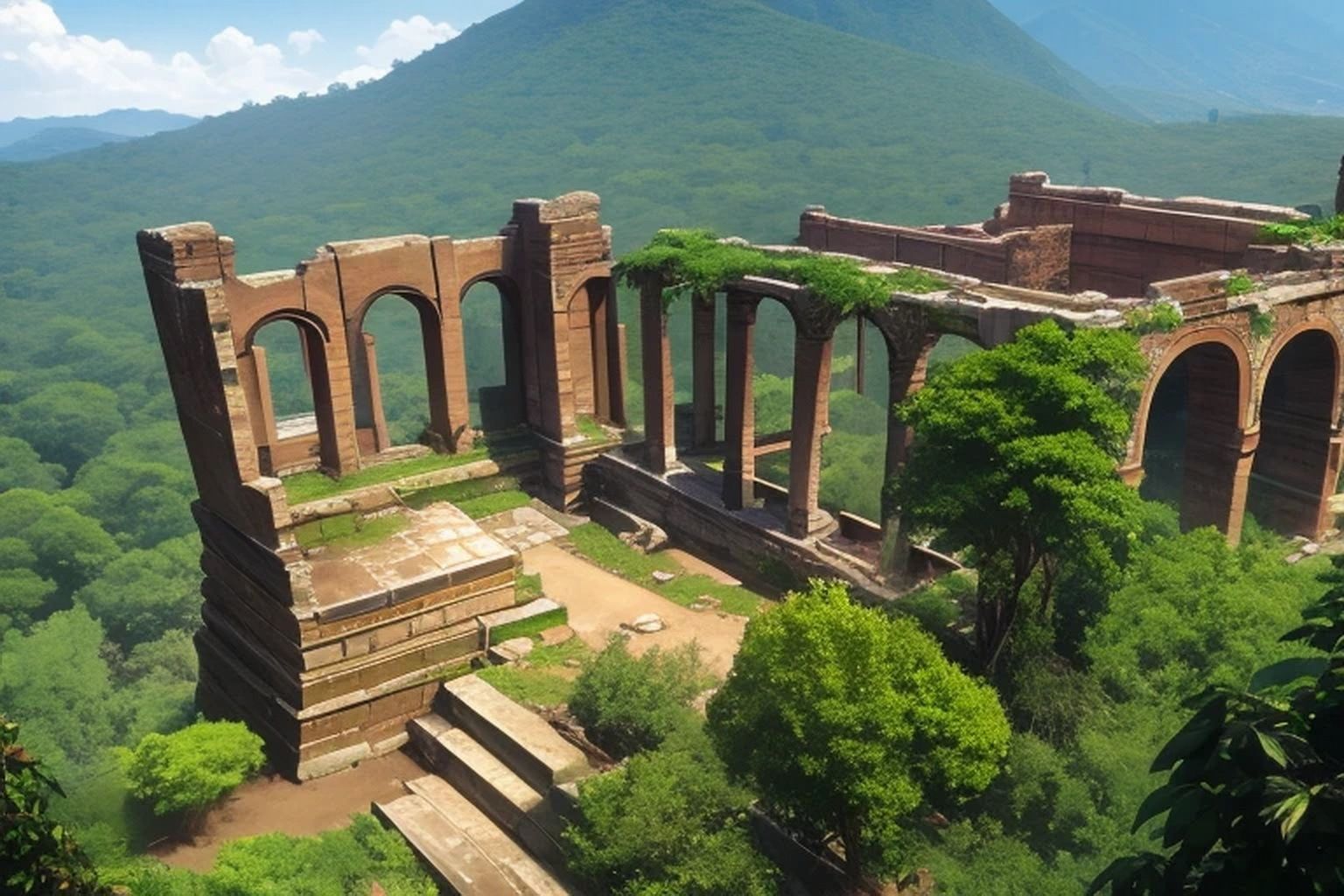 サンプル画像1:ジャングル遺跡  背景素材(豊川内角) [d_528158]