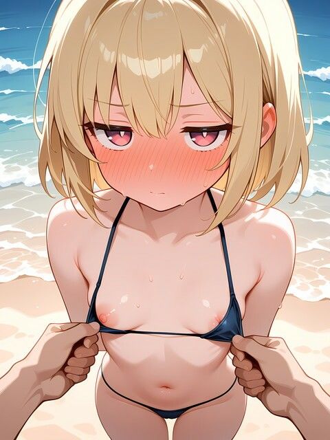 サンプル画像1:ジト目の美少女とビーチで！(にょすらもっち) [d_528245]