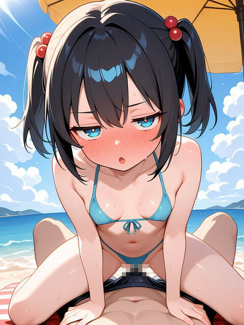 サンプル画像5:ジト目の美少女とビーチで！(にょすらもっち) [d_528245]