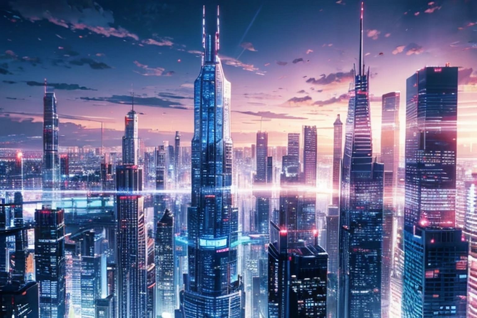 サンプル画像1:未来都市  背景素材(豊川内角) [d_528627]