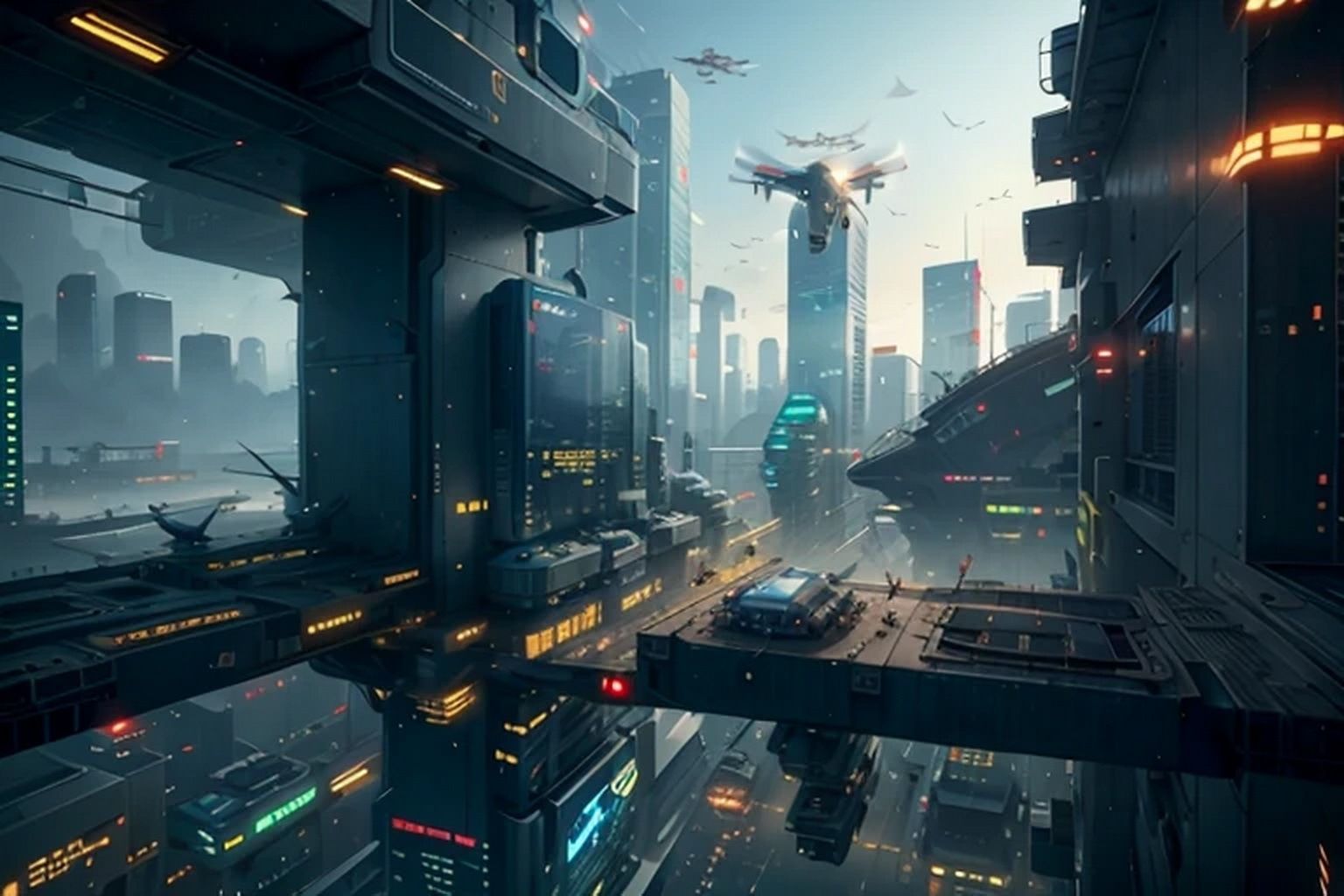 サンプル画像2:未来都市  背景素材(豊川内角) [d_528627]