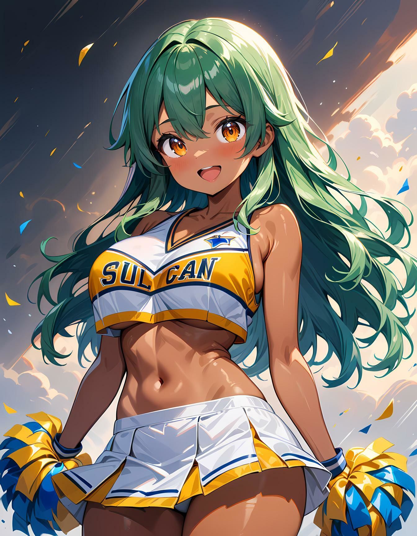 サンプル画像1:股間の食い込みがはっきり見えちゃう褐色チアリーダー(タマナシノオオカミ) [d_528759]