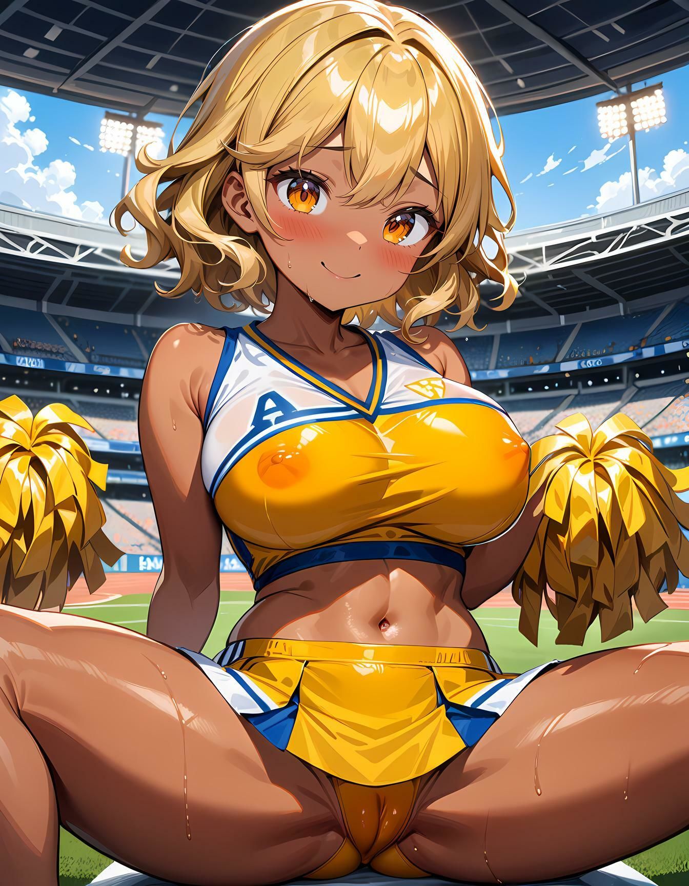 サンプル画像2:股間の食い込みがはっきり見えちゃう褐色チアリーダー(タマナシノオオカミ) [d_528759]