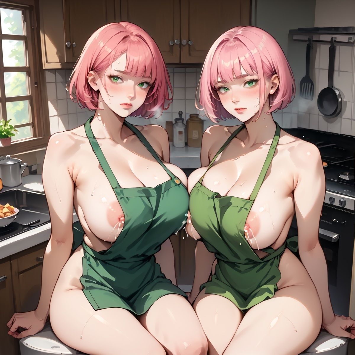 サンプル画像5:爆乳メイドは性奴●11【溢れる母乳！裸エプロン美女たちとやりまくり！200枚！】(モモフラペチーノ) [d_529281]