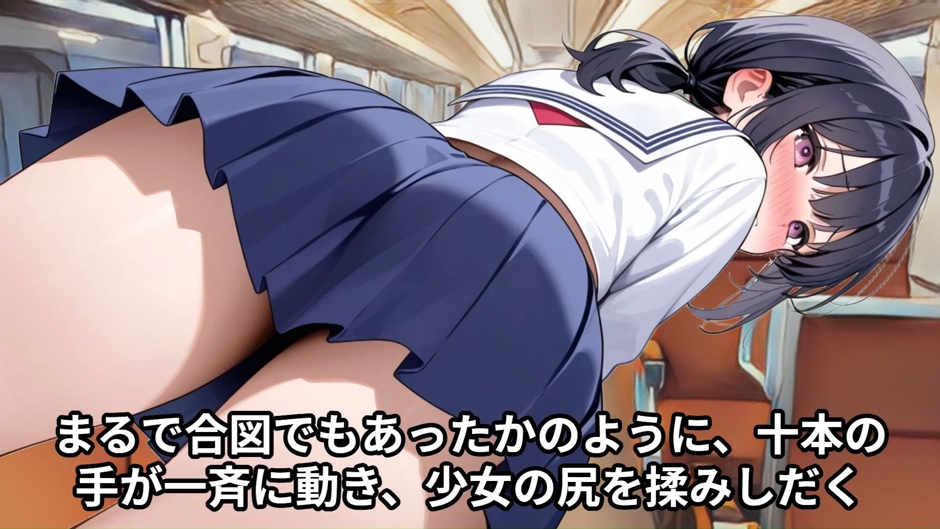 サンプル画像2:【少女痴●体験告白】ボックス席に座っている真面目そうな女子校生を電車がガラガラなのをよいことに集団で凌●した話(少女痴●体験告白) [d_529698]