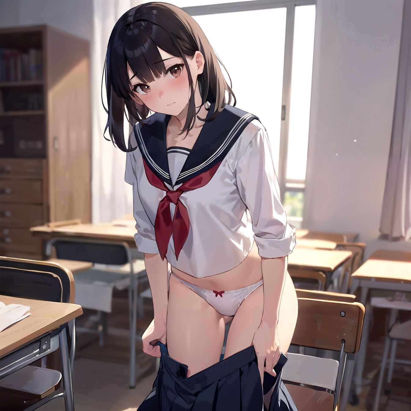 サンプル画像1:テロリストに占拠された教室で露出強要される女の子たち（おまけ）(HARIの巣箱) [d_529748]