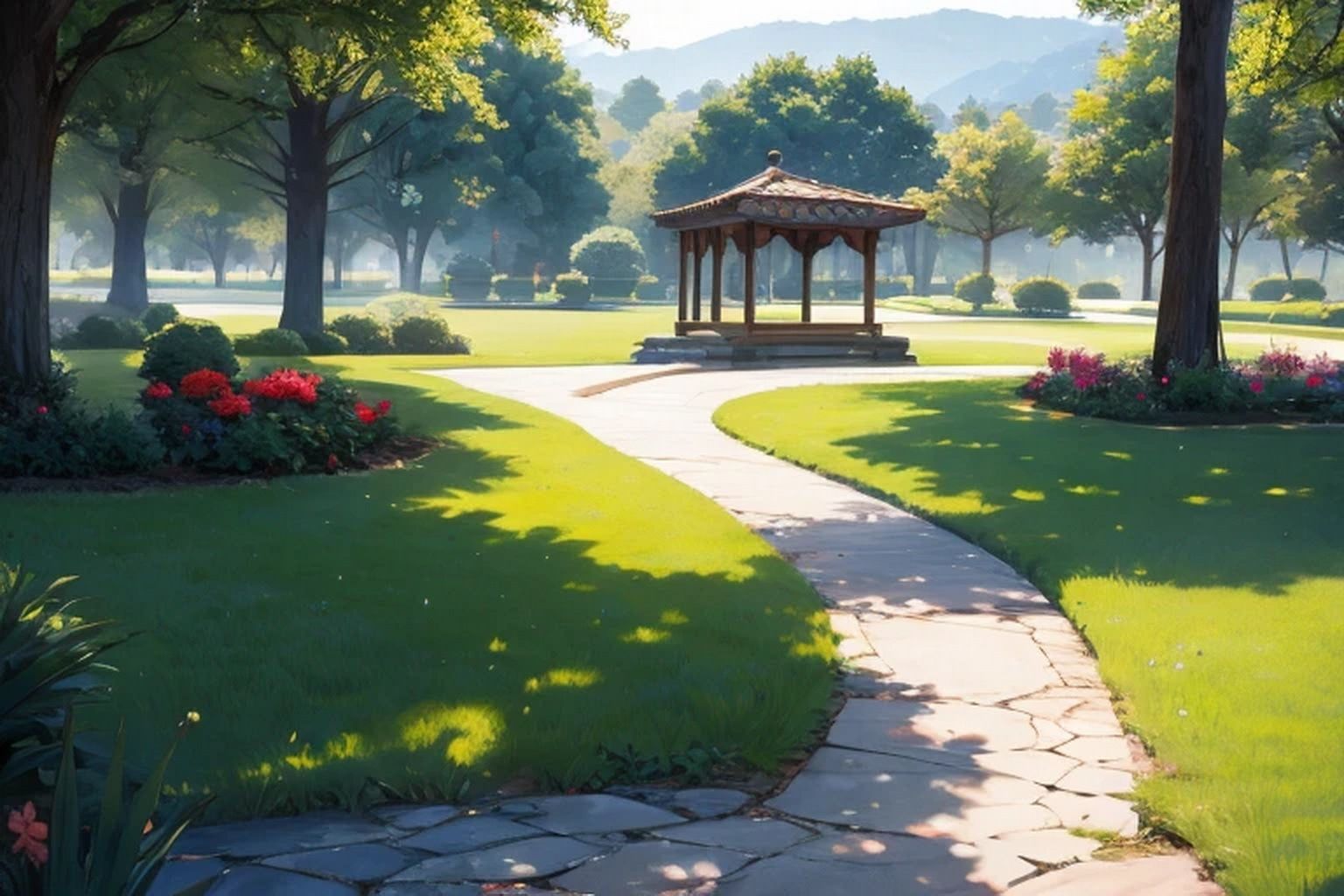 サンプル画像4:公園・庭園  背景素材(豊川内角) [d_530243]