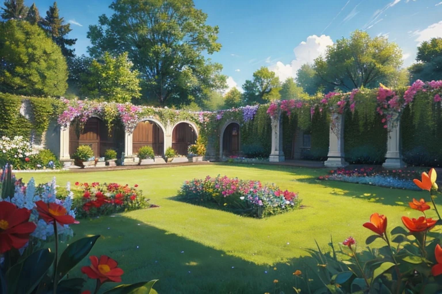 サンプル画像6:公園・庭園  背景素材(豊川内角) [d_530243]