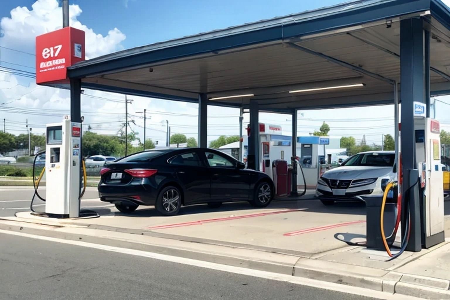 サンプル画像4:ガソリンスタンド  素材(豊川内角) [d_530248]