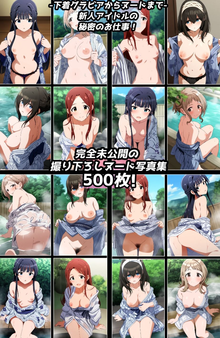 サンプル画像3:濡れ透け＆半脱ぎフェチ特化 2010年代アニメ作画特集 アイドル温泉撮影会 その5 -500枚を撮影-(青山堂) [d_531646]