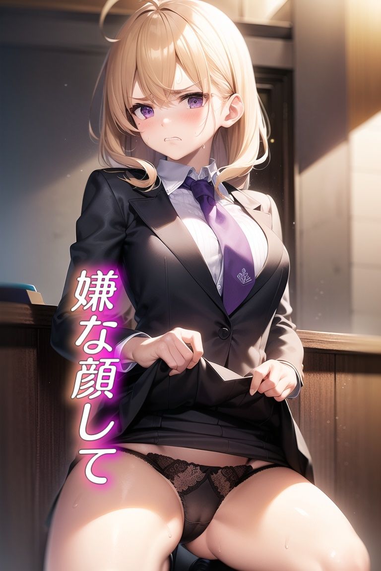 サンプル画像2:嫌な顔してパンツ見せてくる女の子〜秘書編〜(AIパンツ部) [d_531976]