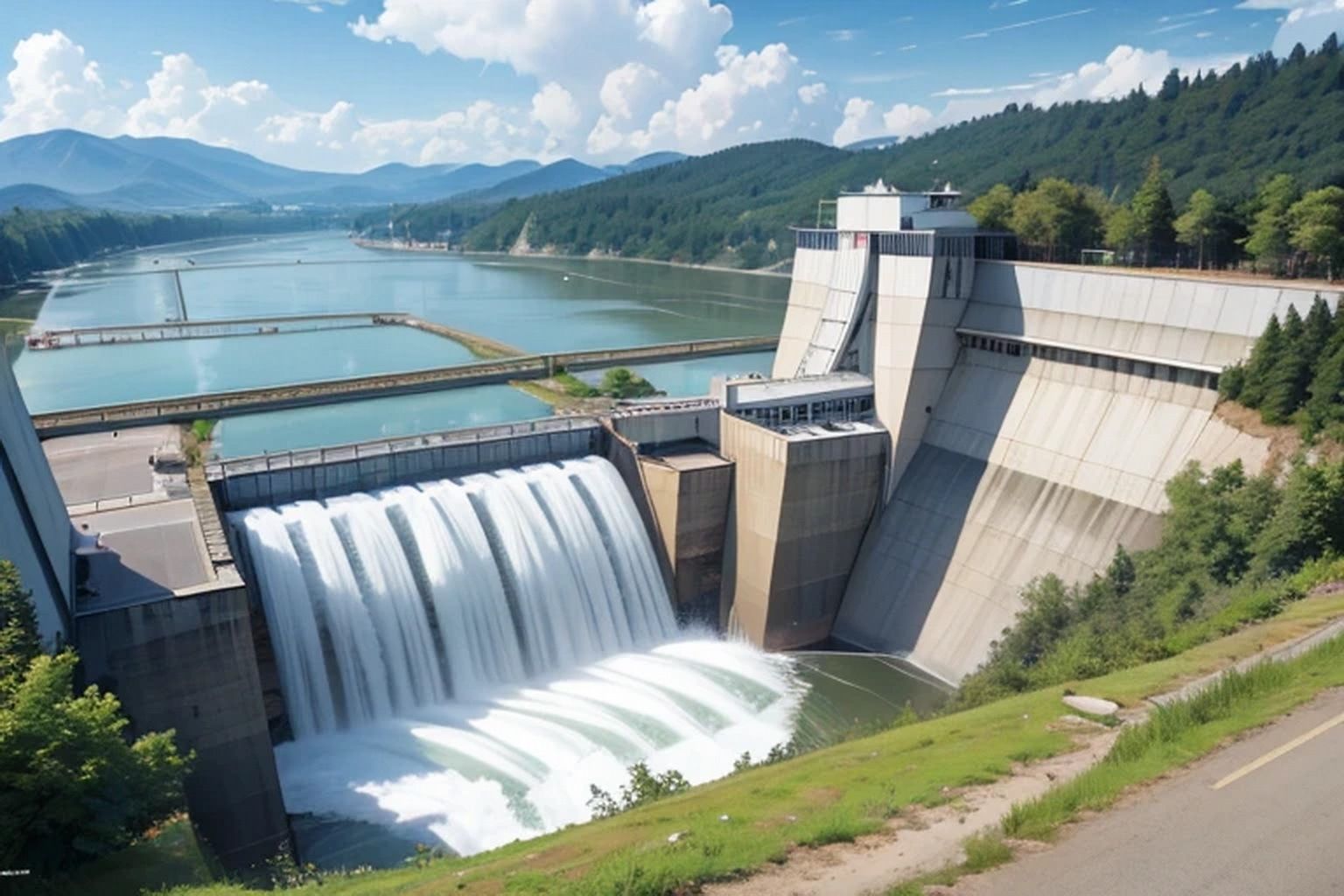 サンプル画像1:ダム・ダム決壊  背景素材(豊川内角) [d_532477]