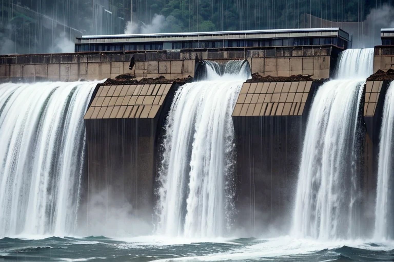 サンプル画像3:ダム・ダム決壊  背景素材(豊川内角) [d_532477]