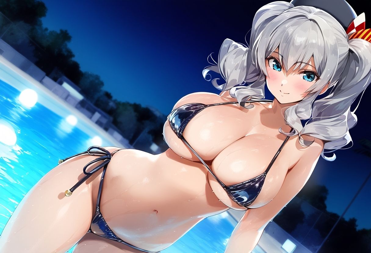 サンプル画像1:艦隊〇れくし◯ん マイクロビキニ鹿◯とナイトプールでH三昧高解像度イラスト集(ぱーぷるびーとすたじお) [d_532608]