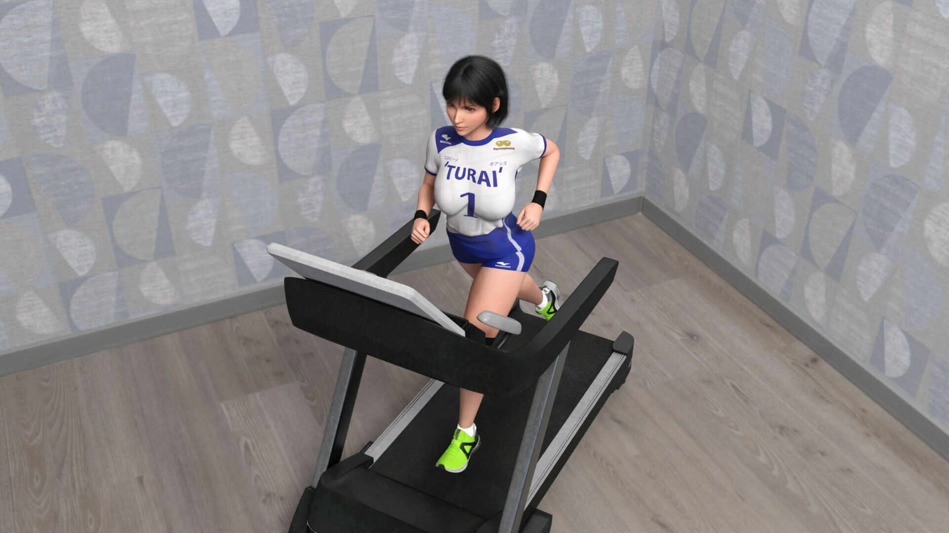 サンプル画像1:万能格闘美女『霧島愛唯（きりしまめい）』の乳揺れ動画・走行編（バレーボールコス）(Ozone_Layer) [d_532620]