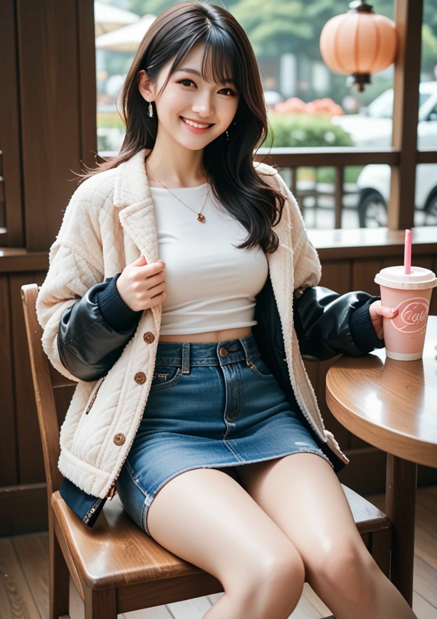 【AI美女画像集】カフェにいる綺麗なニットお姉さん編 たっぷり153ページ！のサンプル画像 6