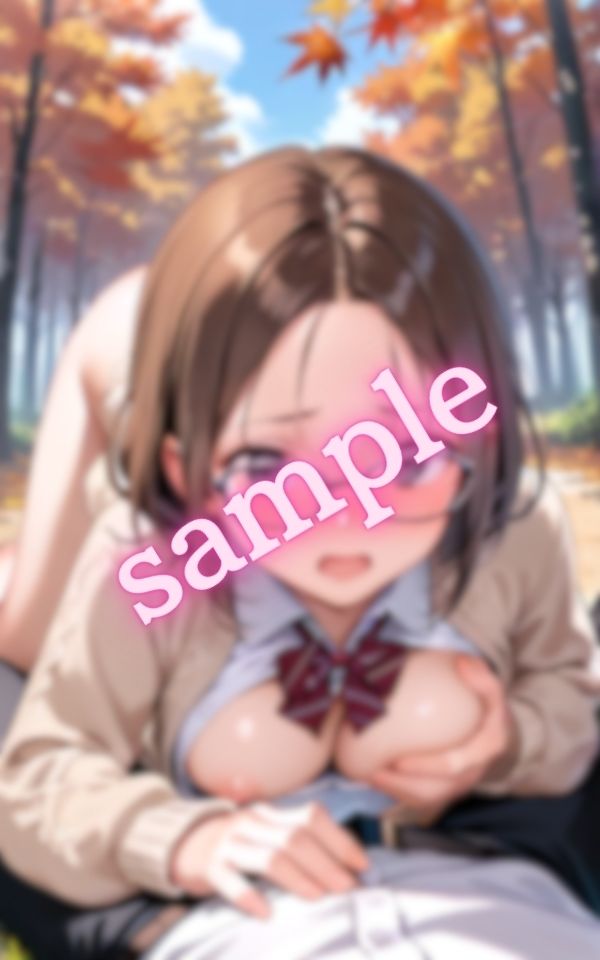 制服コスプレ巨乳美女のおっぱいを野外で揉む画像集のサンプル画像 6
