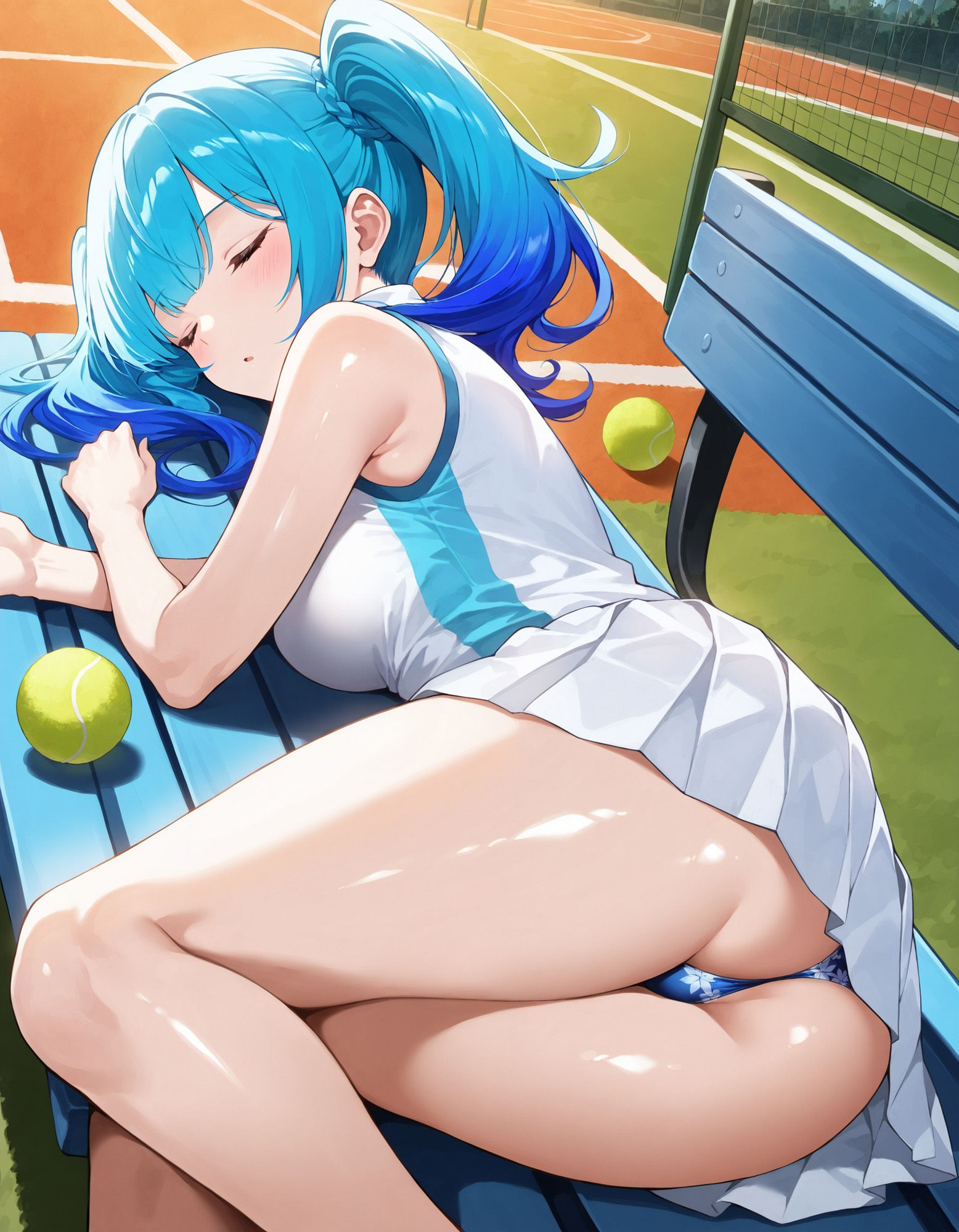 テニスウェアで寝そべりパンチラのサンプル画像 6