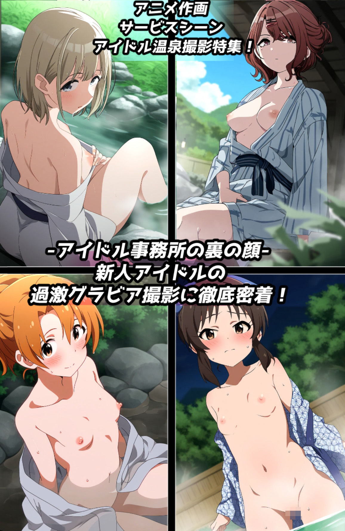 サンプル画像1:濡れ透け＆半脱ぎフェチ特化 2010年代アニメ作画特集 アイドル温泉撮影会 その6 -500枚を撮影-(青山堂) [d_541295]