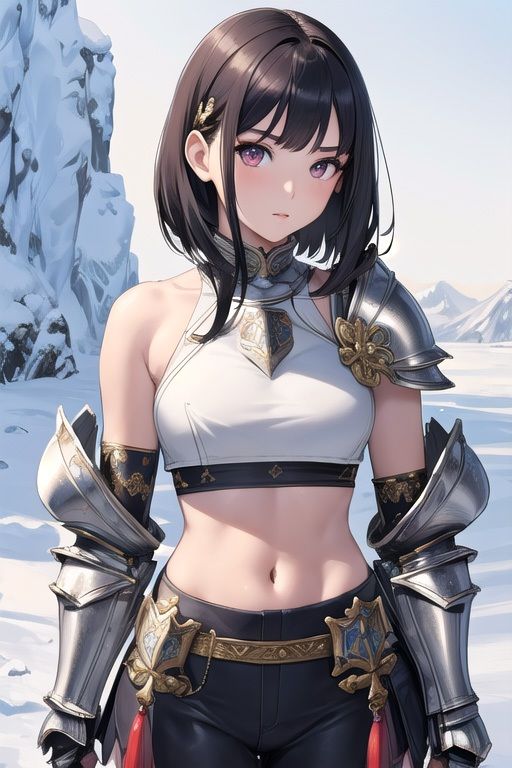 AI美女イラスト集「雪の中の戦士女子」のサンプル画像 6