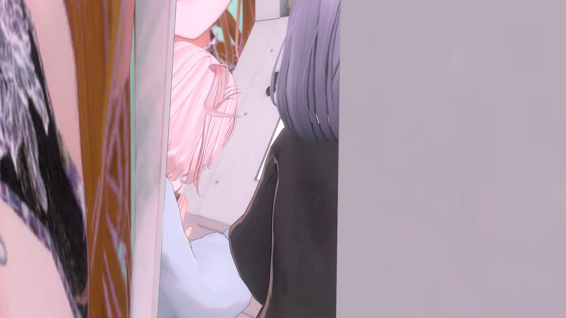 【4KVR】プリクラ落書きコーナーに夢中になっている後ろからの画像3