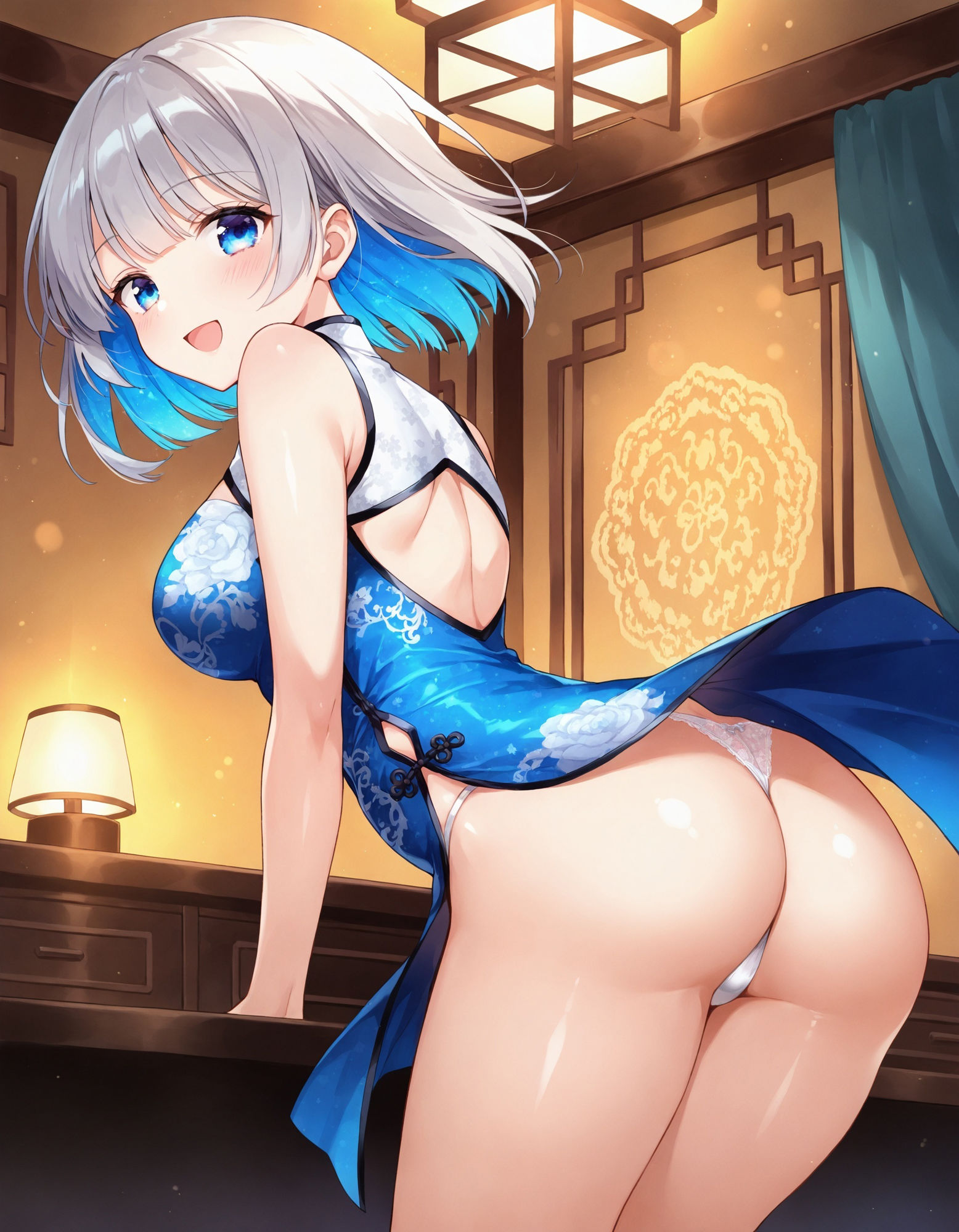 チャイナドレスで前かがみパンチラのサンプル画像 6