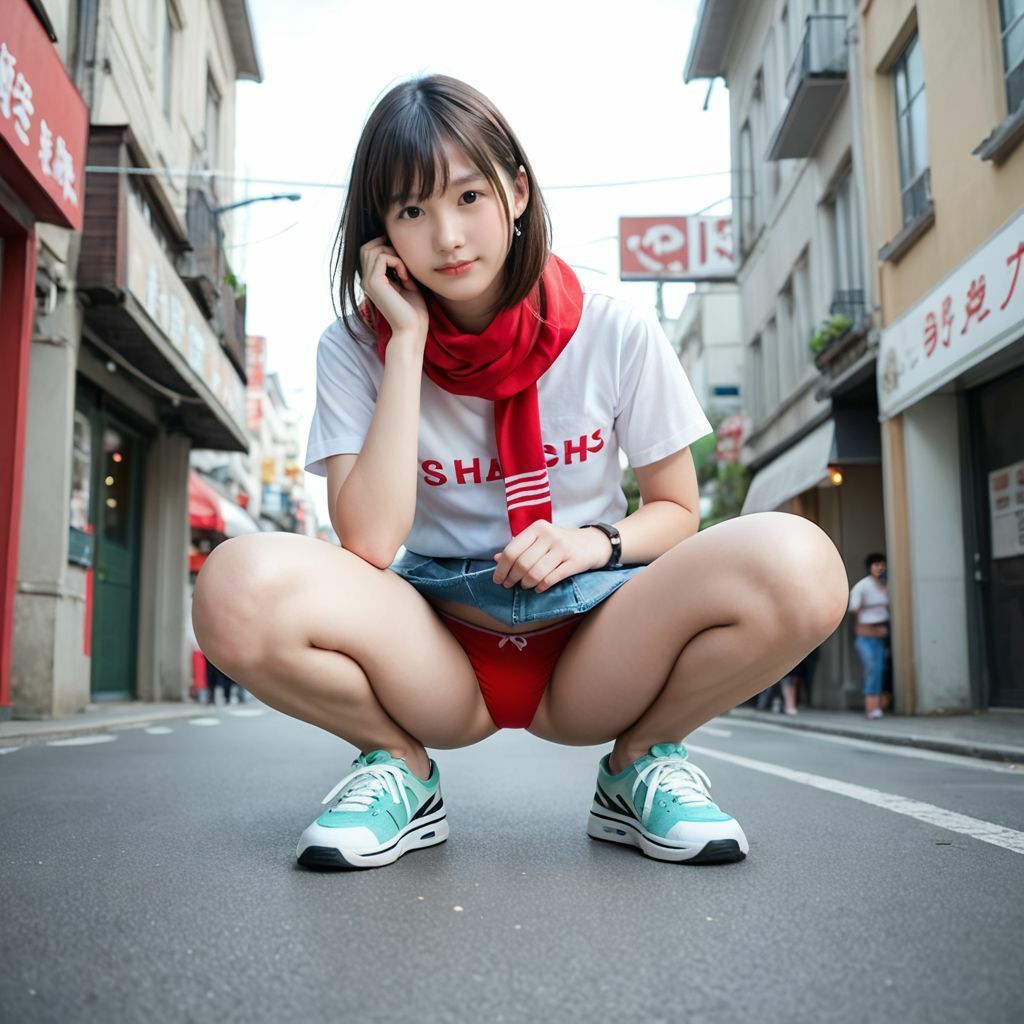 しゃがみ女子〜太もも・脚・パンチラを楽しむ画像集のサンプル画像 6