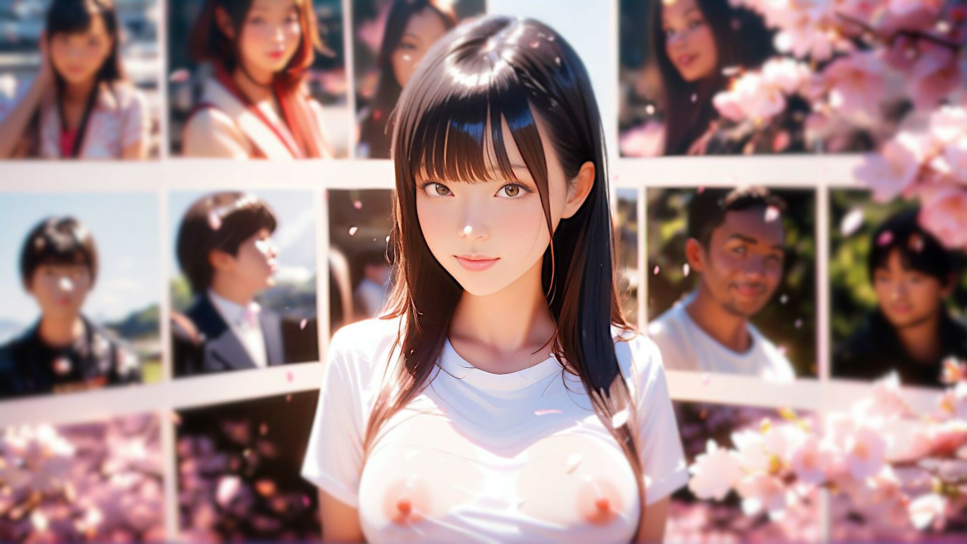 満開の桜の樹の下でのサンプル画像 6