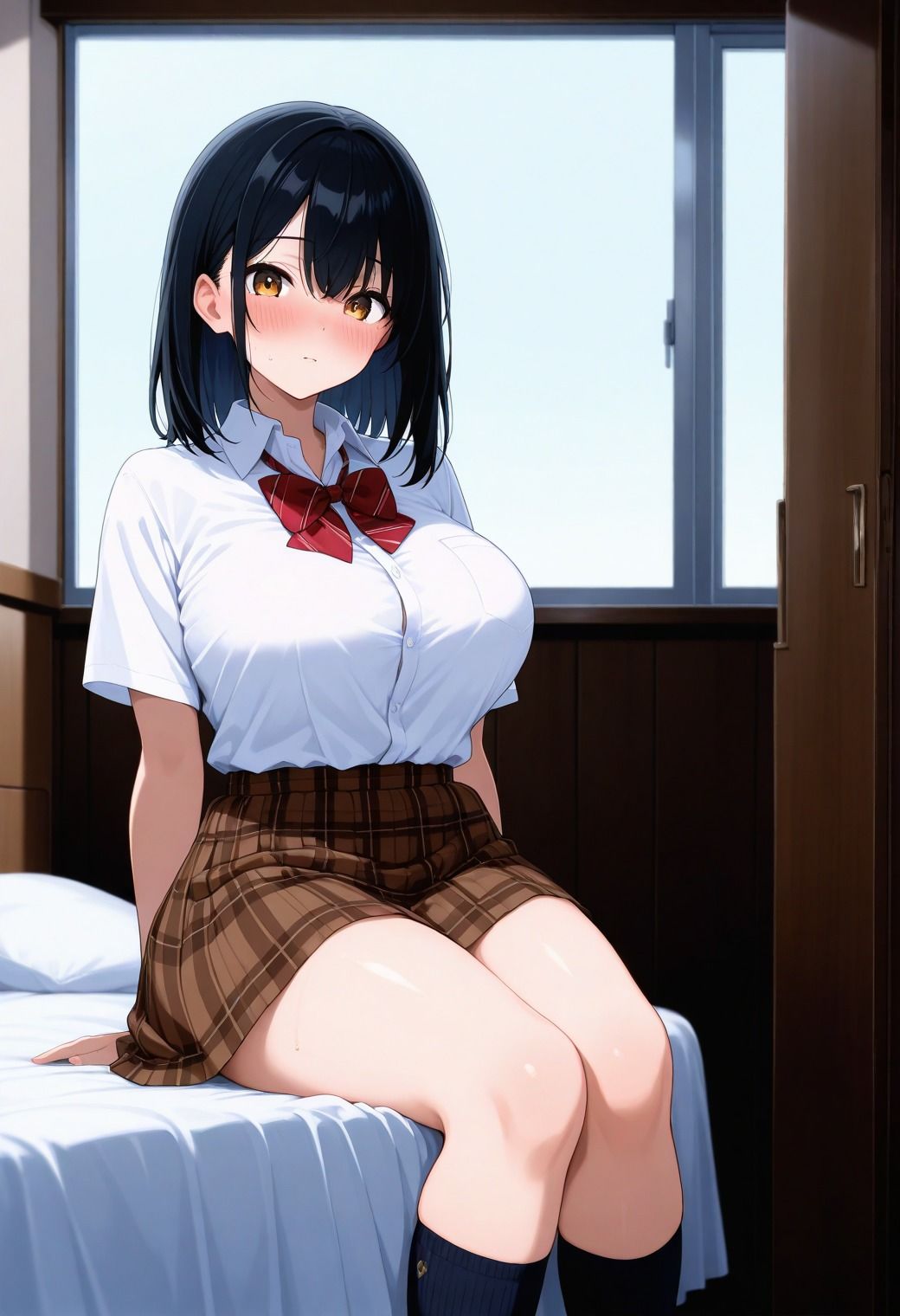 清楚で爆乳女子校生の彼女を種付け孕ませの画像1