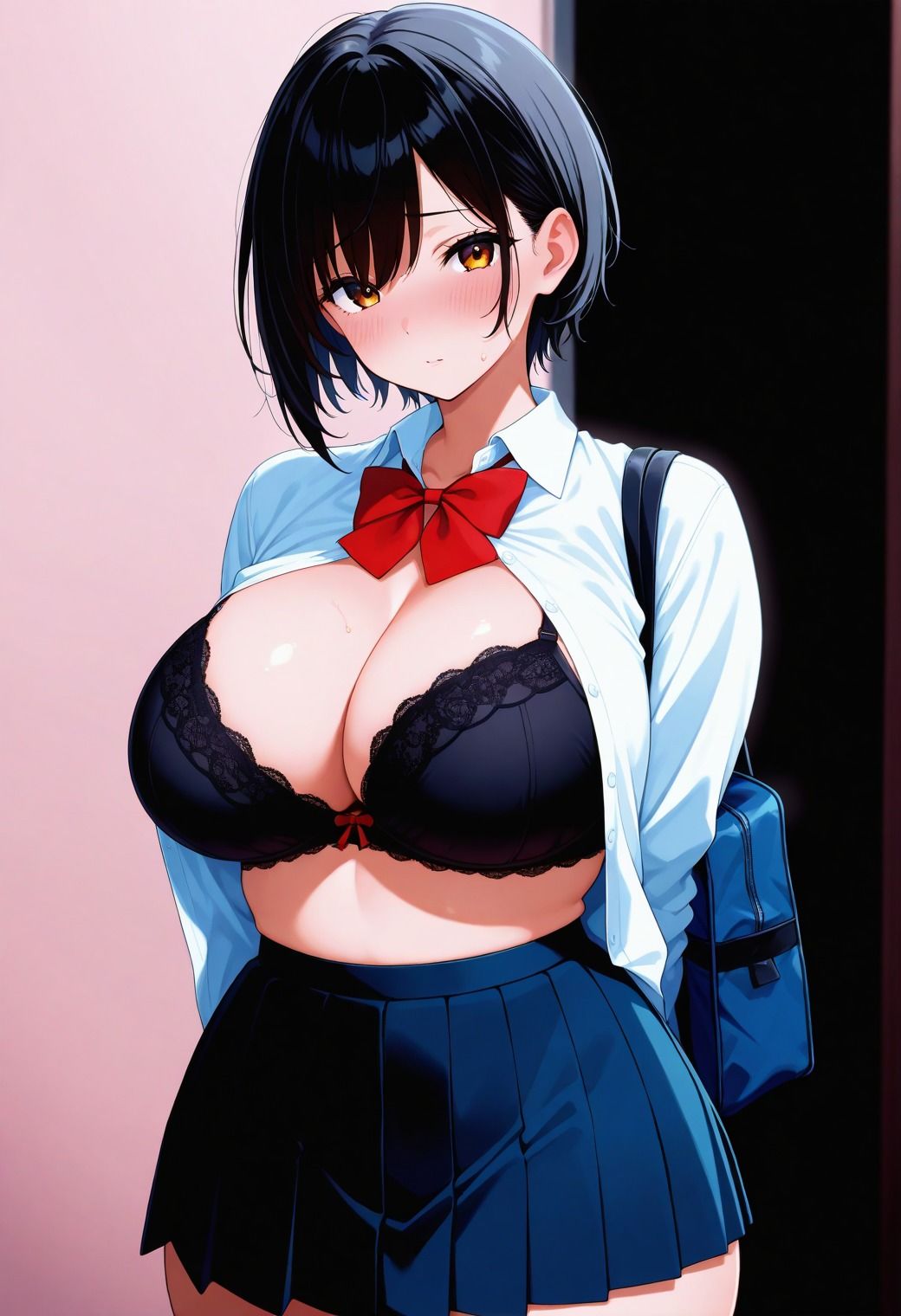 清楚で爆乳女子校生の彼女を種付け孕ませの画像4
