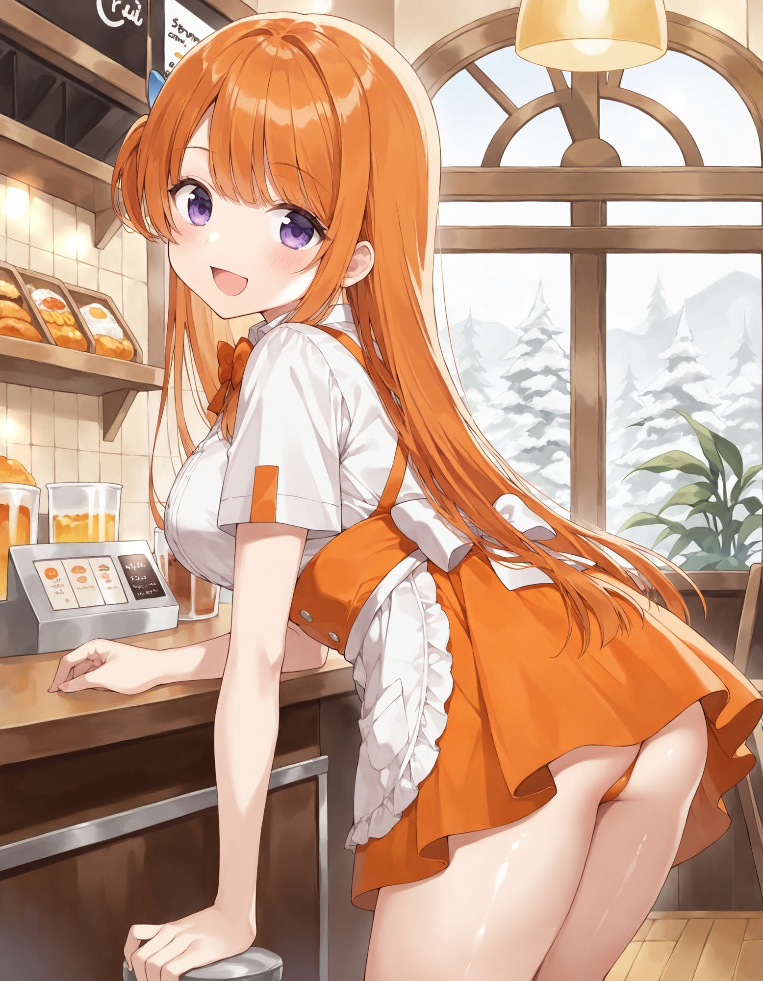 ウェイトレスの前かがみパンチラのサンプル画像 6