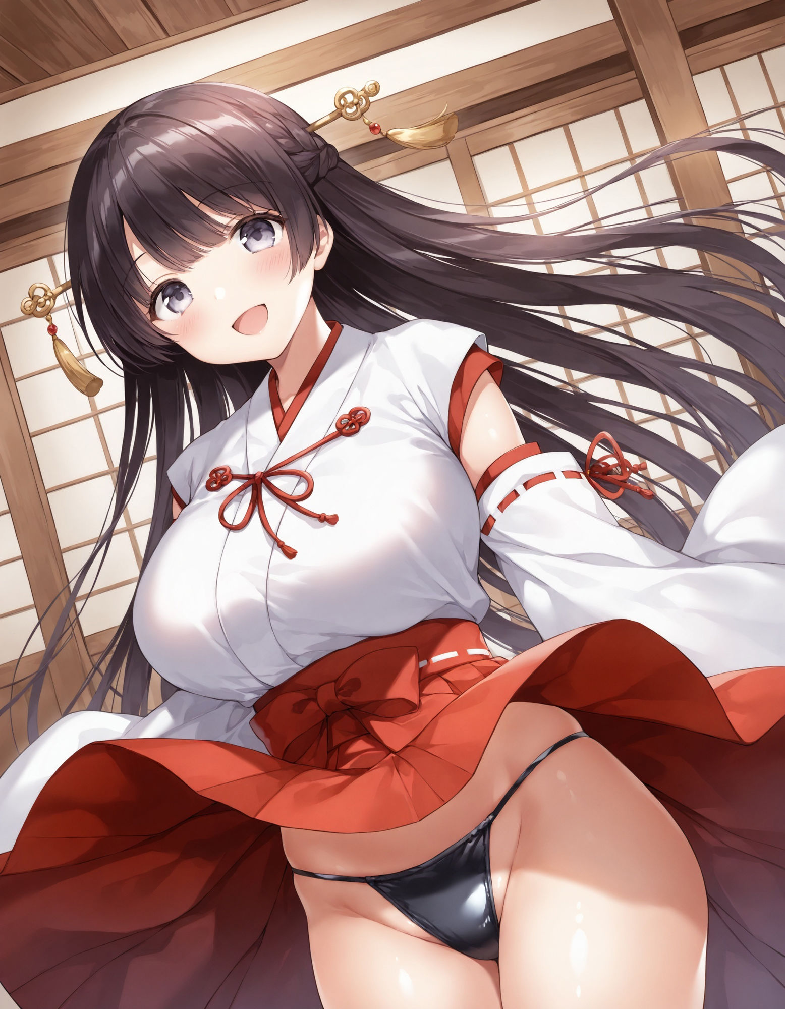 巫女コスで風チラのサンプル画像 6