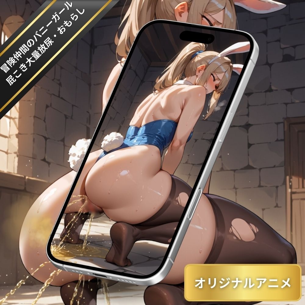 冒険仲間のバニーガールがオシッコしながらオナラを噴出している姿を堪能する!ダンジョンで大量放尿・おもらしフェチ【変態エロアニメ】のサンプル画像 6