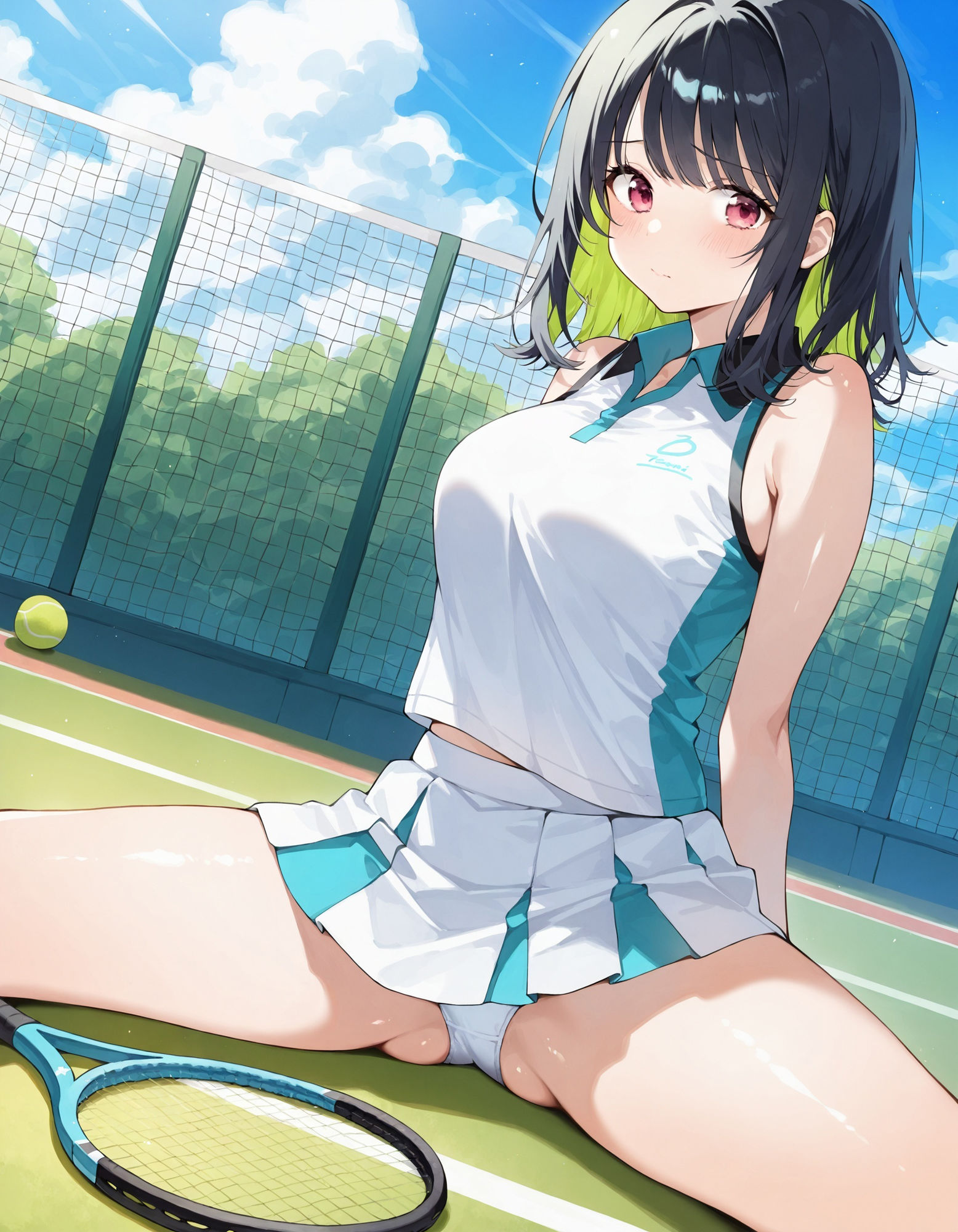 テニスウェアで開脚パンチラの画像7