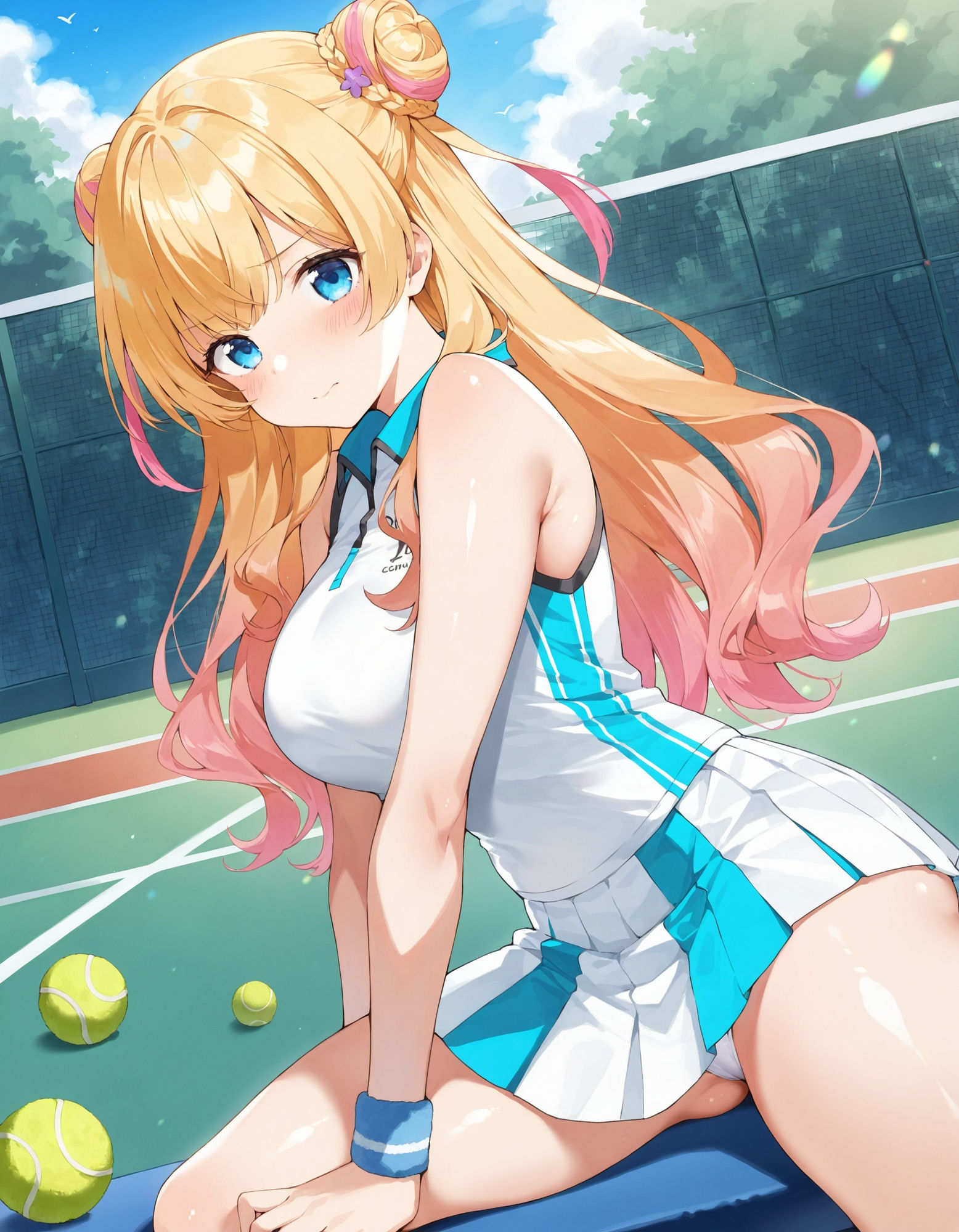 テニスウェアで開脚パンチラの画像8