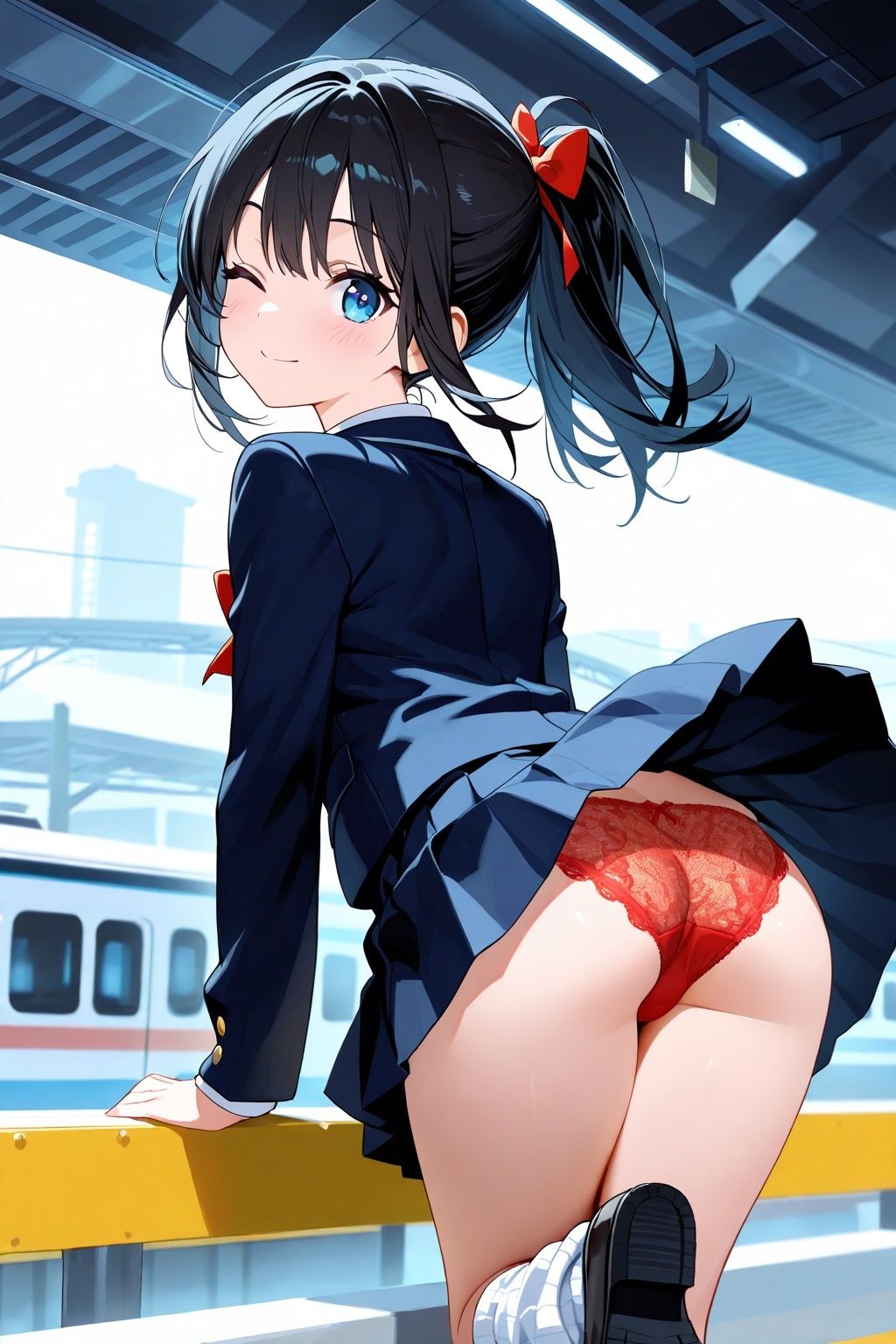 突風パンチラ  風ちらルーズソックスJKのサンプル画像 6
