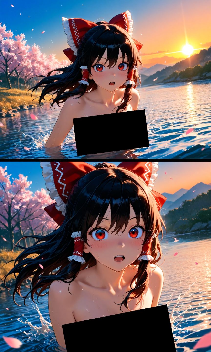 魔理沙は霊夢のえっちな写真を撮りたいようです。vol.54〜春の砂嵐の夕方の川編〜の画像6