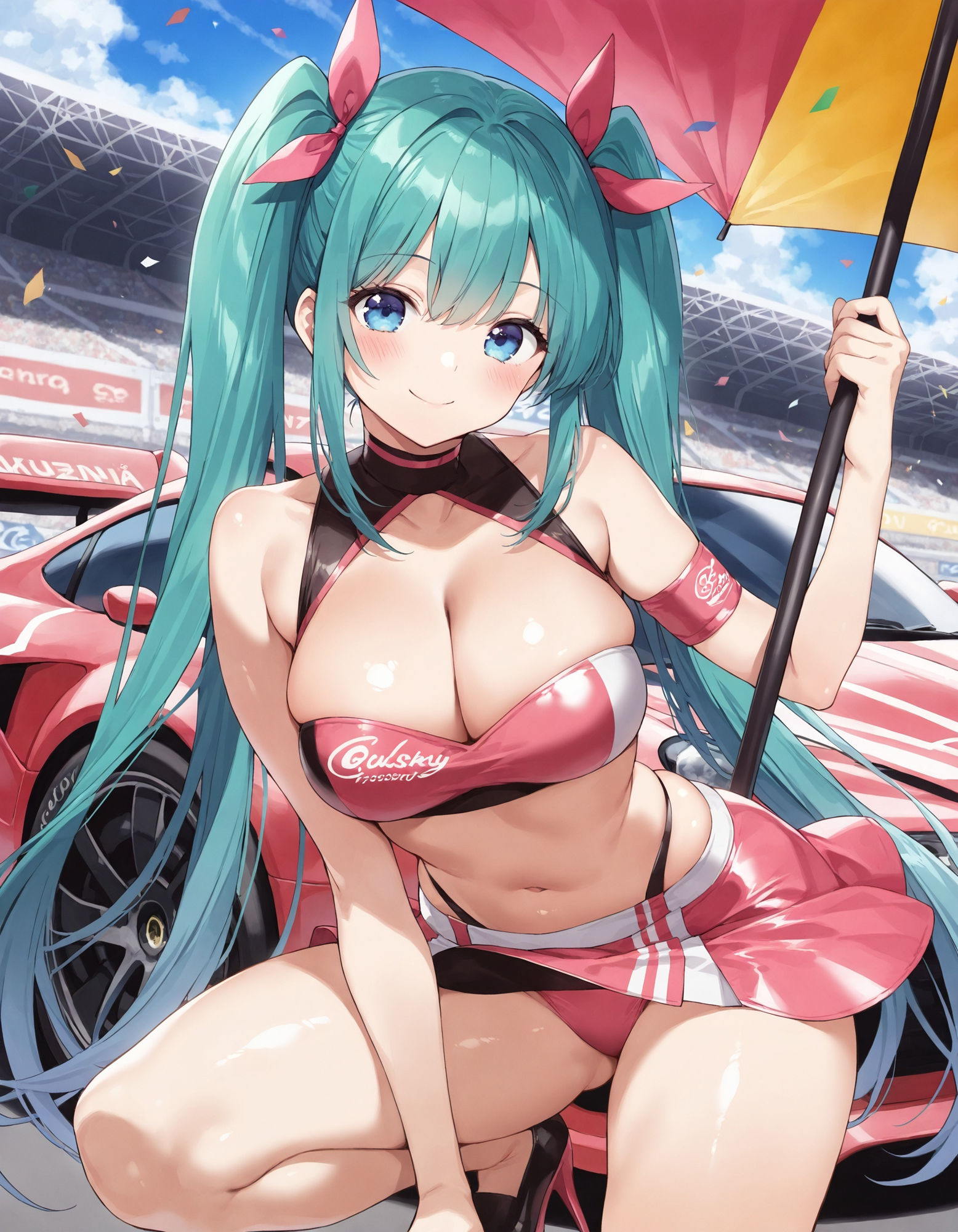 レースクイーンのしゃがみパンチラのサンプル画像 6
