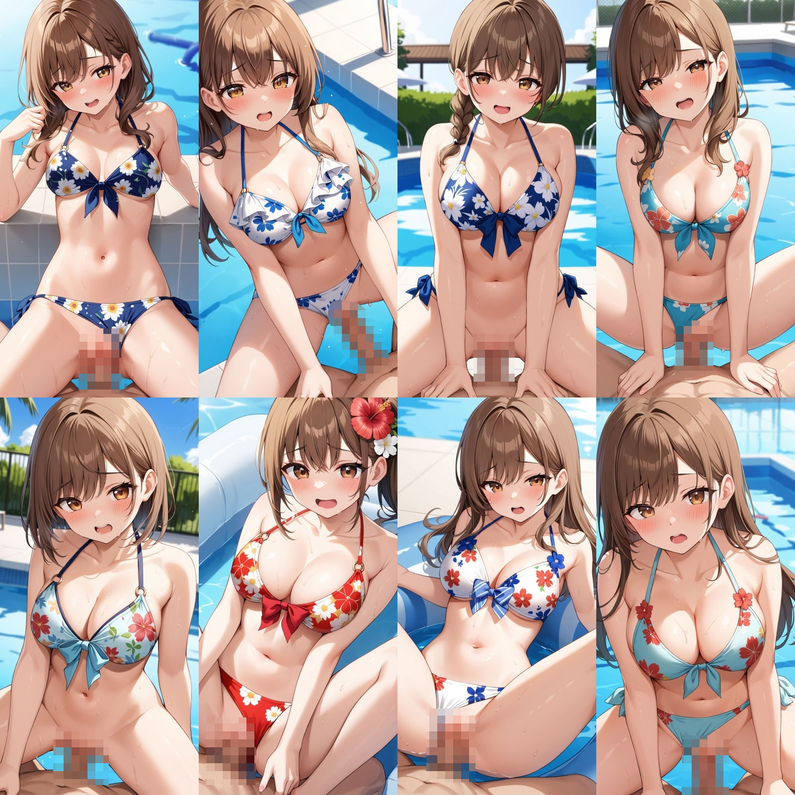 貸し切りプールで花柄ビキニエッチ【500枚】のサンプル画像 6