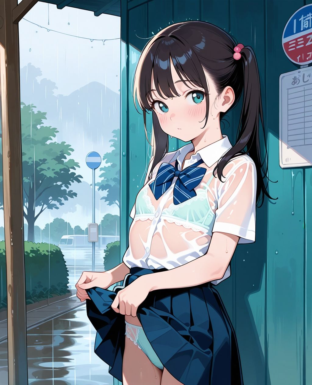 見せつけガールズ☆ 雨宿りでびしょ濡れ編 〜ツインテール彼女ver.〜のサンプル画像 6
