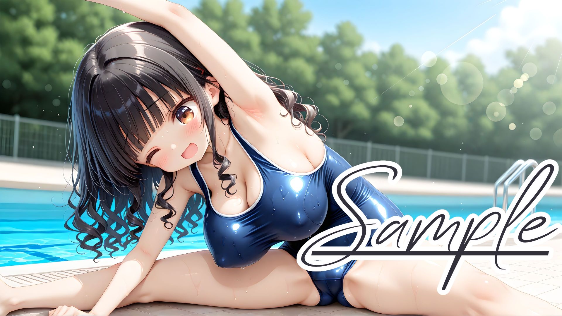 スクール水着の彼女と白濁まみれのプールえっち CGコレクションの画像2