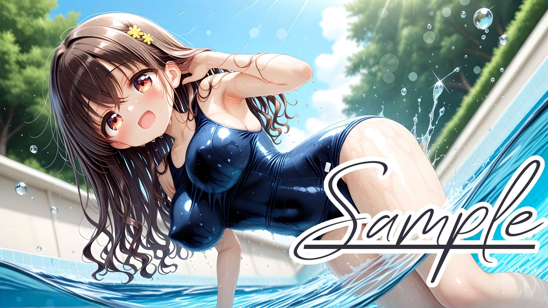 スクール水着の彼女と白濁まみれのプールえっち CGコレクションの画像3