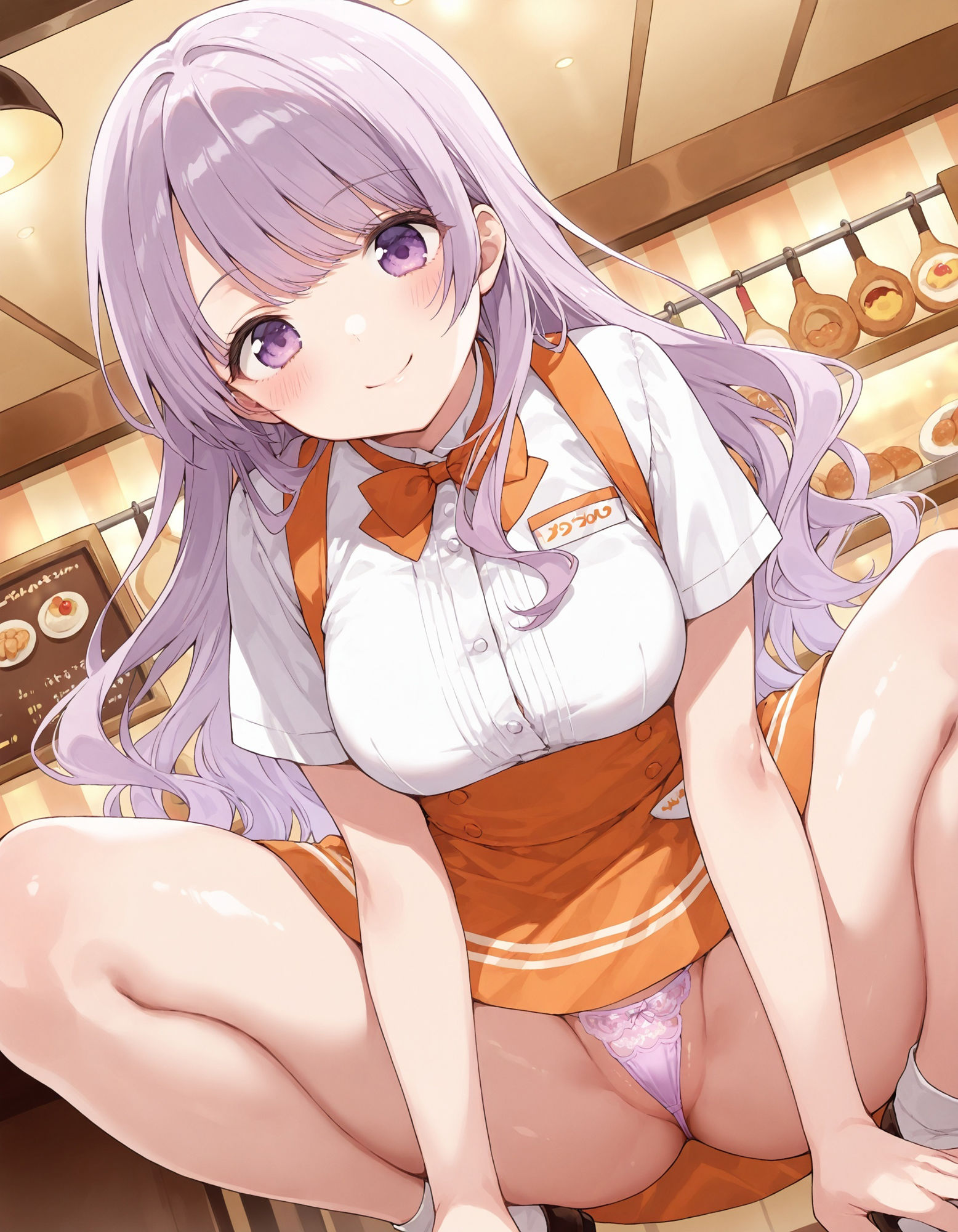 ウェイトレスのしゃがみパンチラのサンプル画像 6