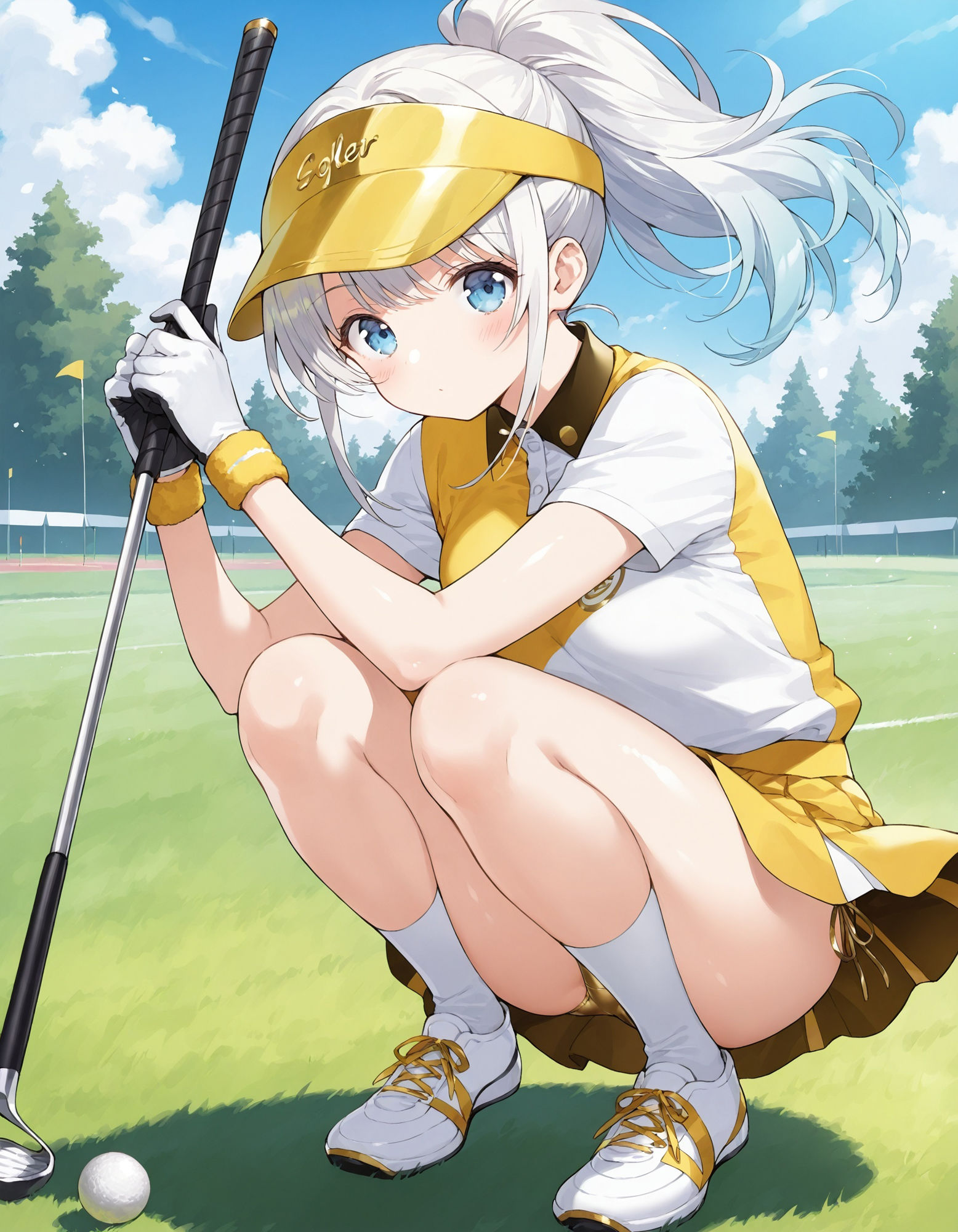 ゴルフウェアでしゃがみパンチラのサンプル画像 6