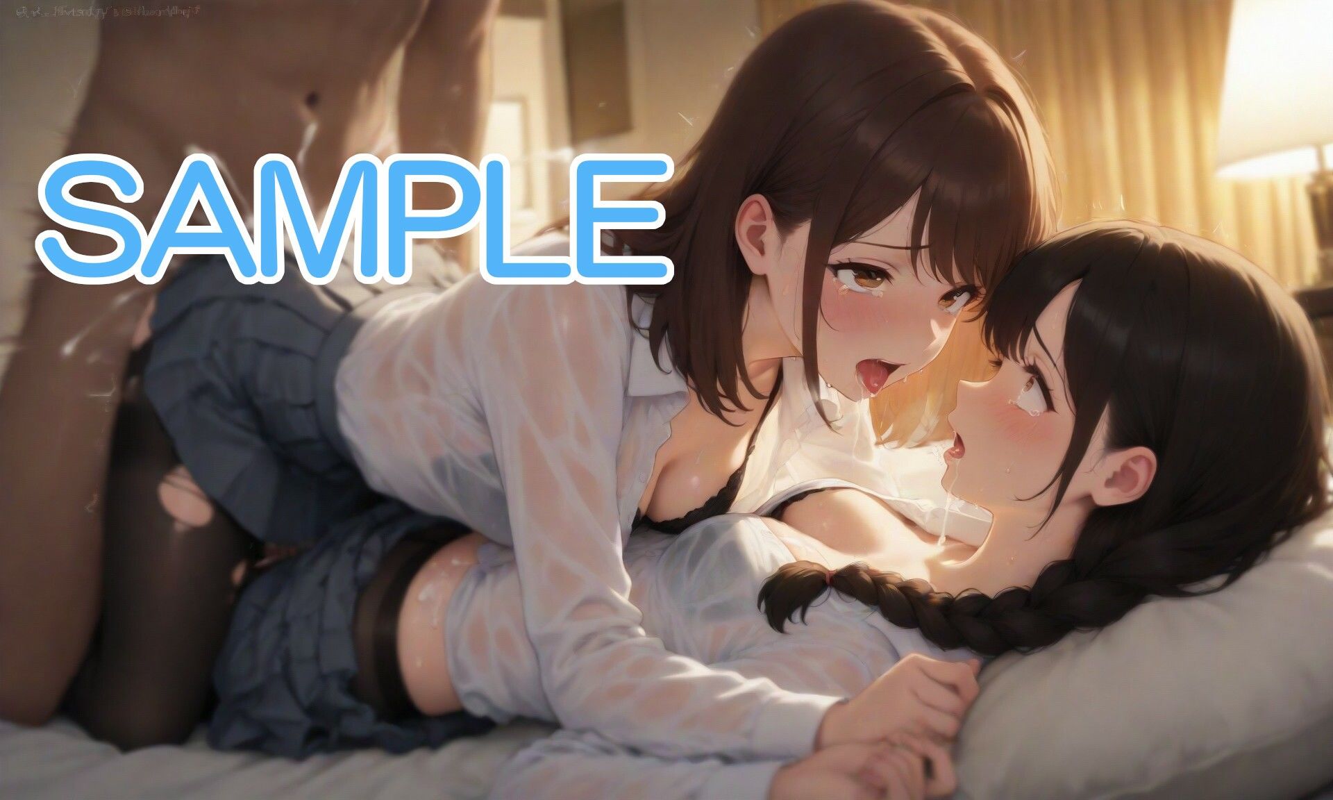 灰色スカートとタイツの学生服姿な女の子とベッドで・・・のサンプル画像 6